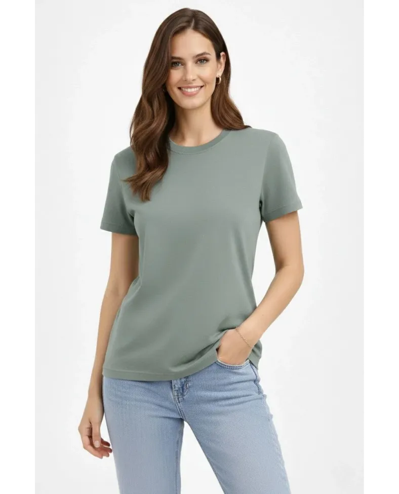 Kadın Bisiklet Yaka Yazlık Kısa kol Düz Tişört Regular Kalıp T-shirt - Mint Yeşili Somersan Giyim | Kadın, Erkek ve Çocuk Moda