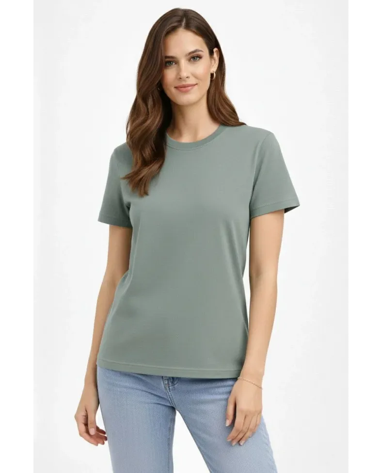 Kadın Bisiklet Yaka Yazlık Kısa kol Düz Tişört Regular Kalıp T-shirt - Mint Yeşili Somersan Giyim | Kadın, Erkek ve Çocuk Moda
