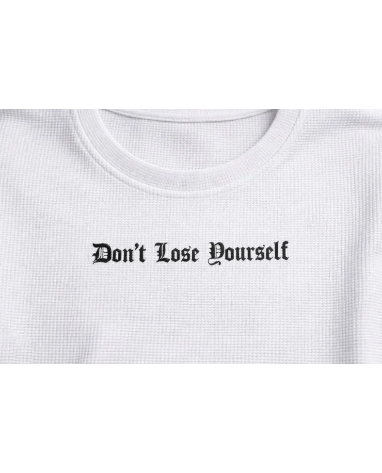 Erkek Wafıl Kumaş Tişört Regular Kalıp Bisiklet Yaka Baskılı T-Shirt - Beyaz