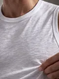 Erkek Flamlı Kumaş Kolsuz Atlet Günlük Fitness Spor T-Shirt - Beyaz