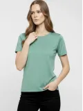 Kadın T-Shirt Bisiklet Yaka Slim Fit Likralı Tişört Yazlık Basic Body - Mint Yeşili