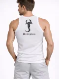 Erkek Spor Slimfit Fitilli Kaşkorse Arka Basklı Atlet 2'li Set Kahverengi-Beyaz