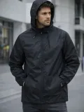 Erkek Kapüşonlu Su İtici Rüzgarlık Ceket Mevsimlik Hafif Mont - Siyah