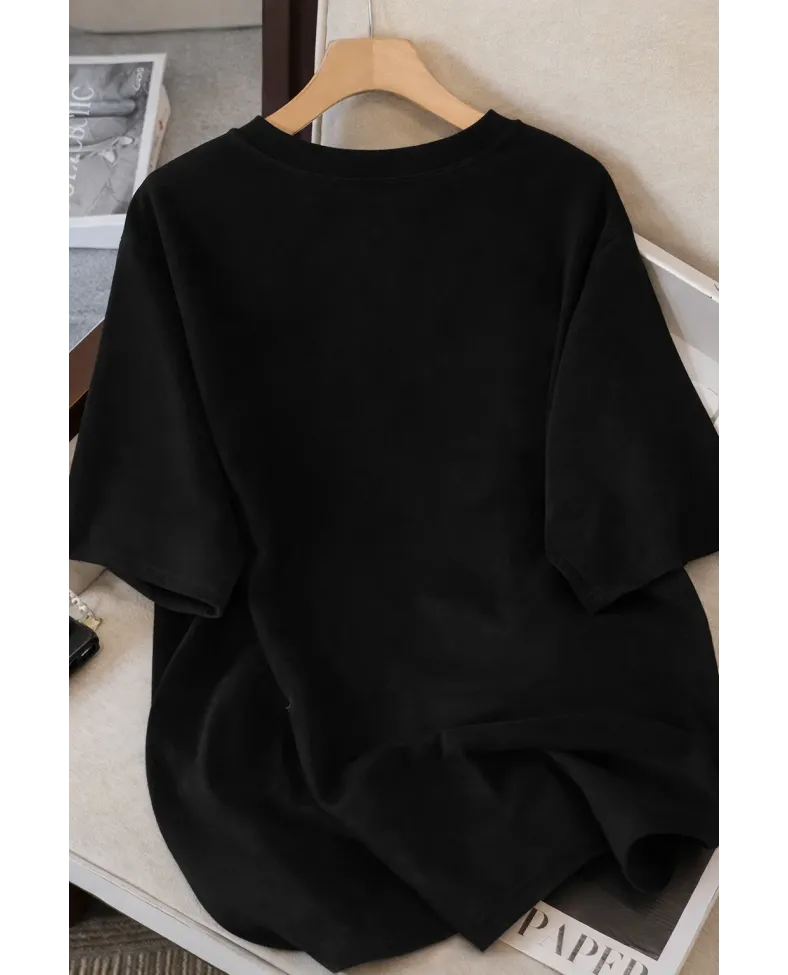 Kadınlar için Siyah Kedi Grafik Tişört - Oversize Kısa Kollu Üst Nefes Alabilir - Siyah