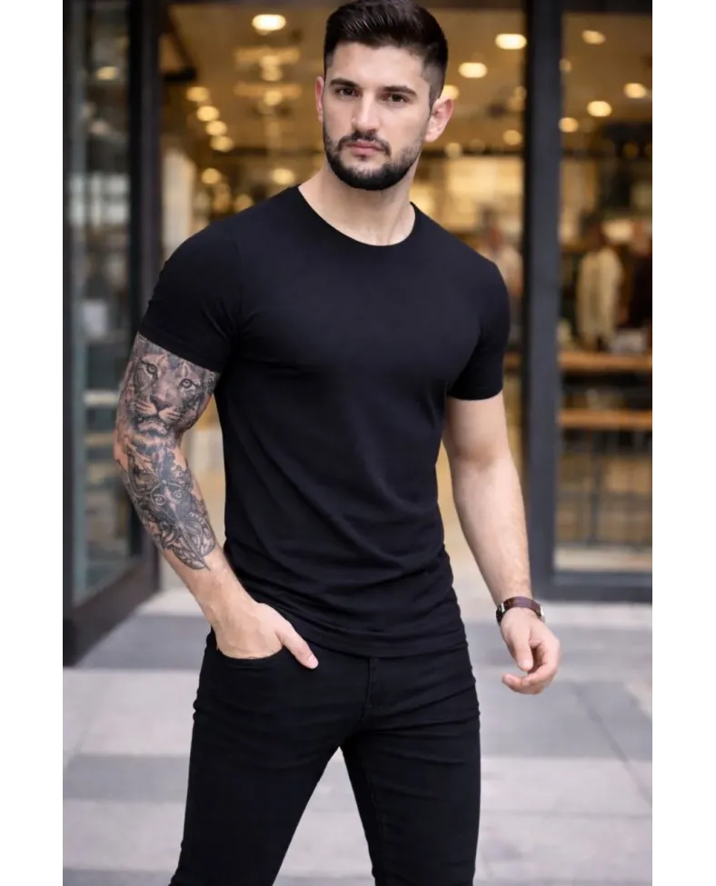 Erkek Bisiklet Yaka Tişört Kısa Kol Slim Fit Body 3lü Set Siyah-Açık Mavi-Bordo Somersan Giyim | Kadın, Erkek ve Çocuk Moda