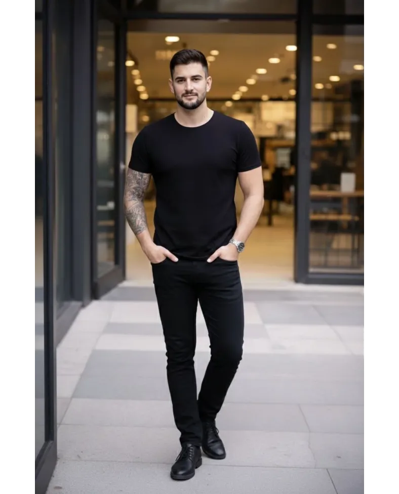 Erkek Bisiklet Yaka Tişört Kısa Kol Slim Fit Body 3lü Set Siyah-Açık Mavi-Bordo Somersan Giyim | Kadın, Erkek ve Çocuk Moda