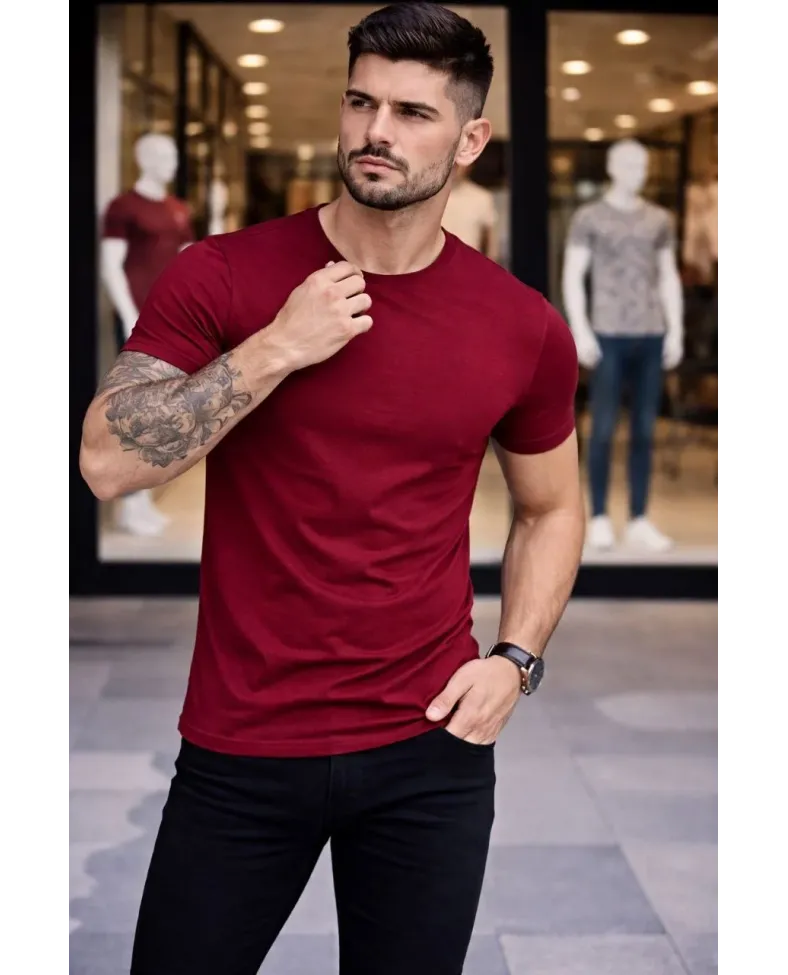 Erkek Bisiklet Yaka Tişört Kısa Kol Slim Fit Body 3lü Set Siyah-Açık Mavi-Bordo Somersan Giyim | Kadın, Erkek ve Çocuk Moda