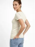Kadın V Yaka Tişört Kısa Kol Slim Fit T-shirt 3'lü Set Pembe-Açık Mavi-Ekru