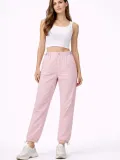 Kadın Paraşüt Kumaş Bel ve Paça Ayarlanabilir Lastikli Spor Pantolon - Toz Pembe