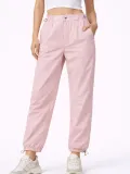 Kadın Paraşüt Kumaş Bel ve Paça Ayarlanabilir Lastikli Spor Pantolon - Toz Pembe