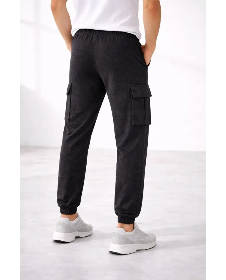 Erkek Jogger Eşofman Altı Kargo Cepli Lastikli Paça Spor Pantolon - Füme Somersan Giyim | Kadın, Erkek ve Çocuk Moda