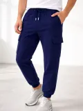 Erkek Jogger Eşofman Altı Regular Fit , Kargo Cepli, Lastikli Paça, Günlük Spor Pantolon - Lacivert