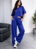 Kadın Osy Modal yumuşak dokulu Oversize İkili Bol Paça Pantolonlu Takım - Saks Mavisi