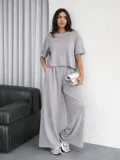 Kadın Osy Modal yumuşak dokulu Oversize İkili Bol Paça Pantolonlu Takım - Gri Somersan Giyim | Kadın, Erkek ve Çocuk Moda