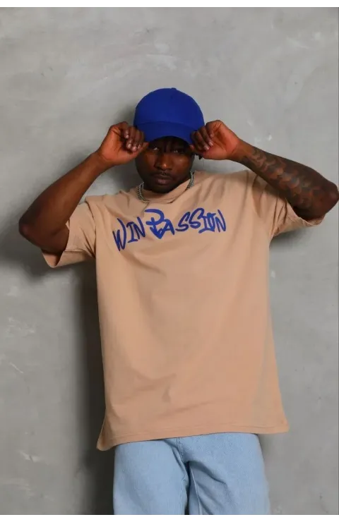 Erkek Baskılı T-Shirt Kısa Kol Bisiklet Yaka Regular Fit Rahat Kalıp Günlük Tişört - Bej