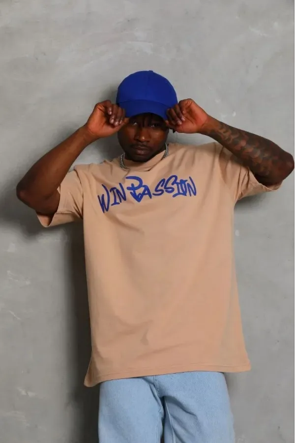 Erkek Baskılı T-Shirt Kısa Kol Bisiklet Yaka Regular Fit Rahat Kalıp Günlük Tişört - Bej