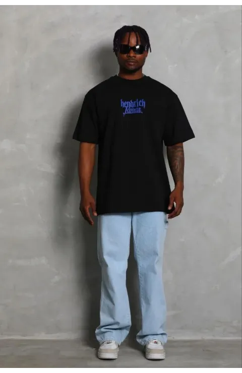 Erkek Baskılı T-Shirt Kısa Kol Bisiklet Yaka Regular Fit Rahat Kalıp Günlük Tişört - Siyah