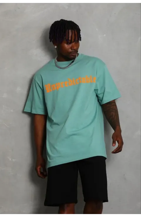 Erkek Baskılı T-Shirt Kısa Kol Bisiklet Yaka Regular Fit Rahat Kalıp Günlük Tişört - Mint Yeşili