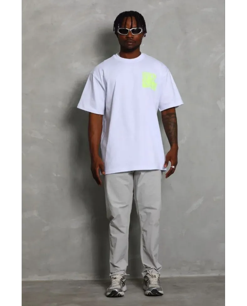 Erkek Baskılı T-Shirt Kısa Kol Bisiklet Yaka Regular Fit Rahat Kalıp Günlük Tişört - Beyaz