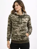 Kadın Kamuflaj Desenli 2 İplik 4 Mevsim Kapüşonlu Kanguru Cepli Hoodie Sweatshirt - Kamuflaj