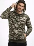 Erkek Kamuflaj Desenli 2 İplik 4 Mevsim Kapüşonlu Kanguru Cepli Hoodie Sweatshirt - Kamuflaj