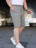 Erkek Diagonel Kumaş Duble Paça Cepli Bağcıklı Bel Lastikli ŞORT - Mint Yeşili