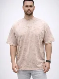 Erkek Premium Tişört OSY Yumuşak Dokulu Yıkamalı Oversize T-Shirt - Bej
