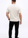 Erkek Yazlık Triko Tişört Kısa Kol Polo Yaka Düğmeli T-Shirt - Krem