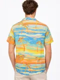 Erkek Tropikal Palmiye Desenli Kısa Kol Gömlek Yazlık Beach Tarz Rahat Kalıp - Desenli