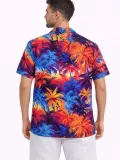 Erkek Tropikal Desenli Kısa Kol Gömlek Rahat Kalıp Yazlık Hawaii Tarz - Desenli
