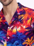 Erkek Tropikal Desenli Kısa Kol Gömlek Rahat Kalıp Yazlık Hawaii Tarz - Desenli