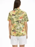 Kadın Gün Batımı Tropikal Desenli Kısa Kol Gömlek Şort Takım Yazlık Rahat Kalıp - Desenli
