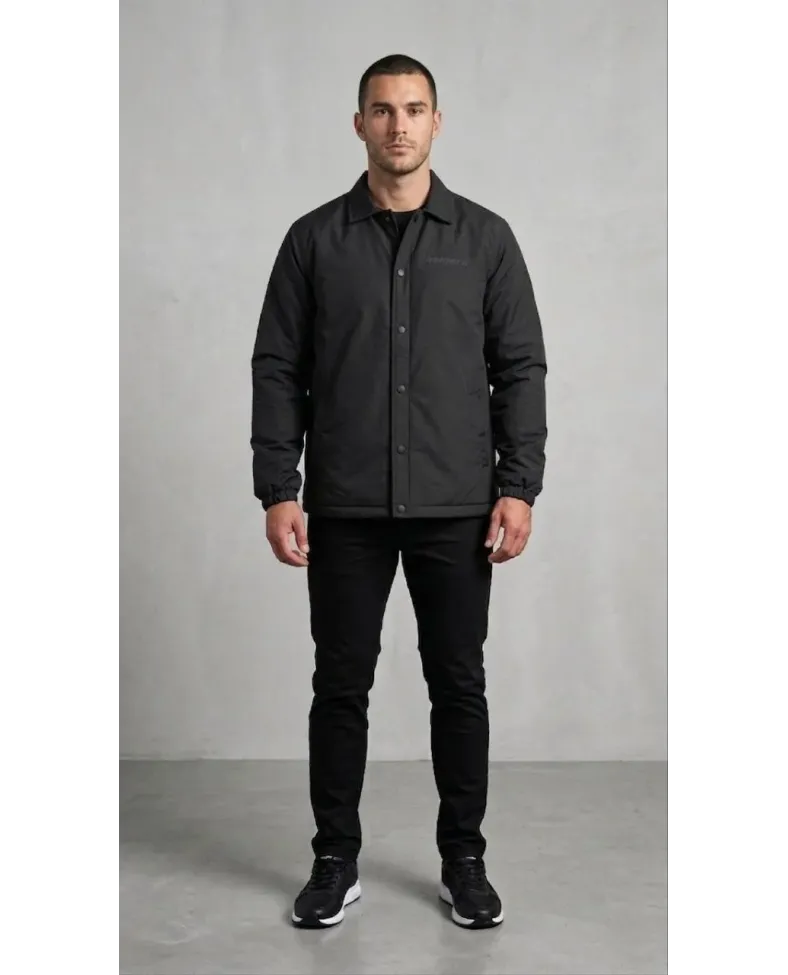 Erkek Yağmur İtici İç Astarlı Çıtçıtlı İç Cepli Dış Cepli Mevsimlik Mont - Siyah