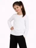 Kız Çocuk Basic Uzun Kollu Tişört Okul Günlük Rahat T-Shirt - Beyaz
