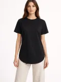 Kadın Basic T-Shirt Kısa Kol Bisiklet Yaka Oval Kesim Tişört - Siyah