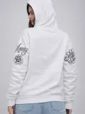 Kadın 3 İplik Pamuklu Kapüşonlu Baskılı SweatShirt hoodie - Beyaz