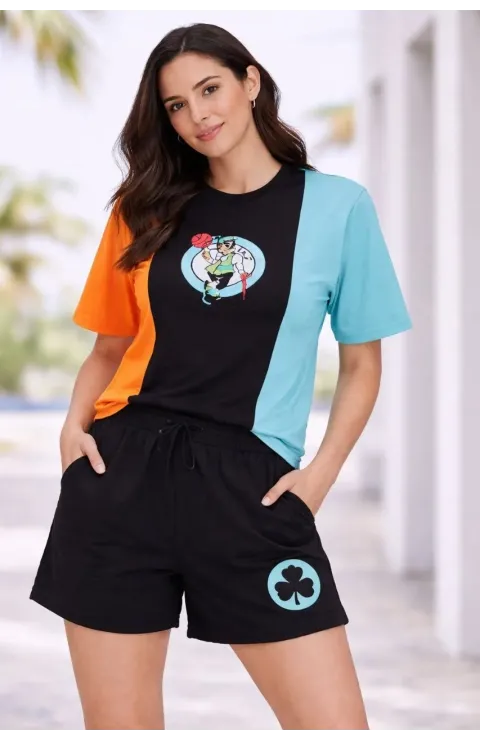 Kadın Nakışlı Tişört Şort İkili Takım Oversize Yazlık Kombin - Çok Renkli
