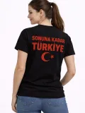 Kadın TÜRKİYE Ay Yıldız Baskılı Taraftar Forma T-Shirt - Siyah