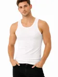 Erkek Fitilli Likralı Kaşkorse Atlet Vücuda Oturan Basic Şıklık - Beyaz