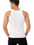 Erkek Fitilli Likralı Kaşkorse Atlet Vücuda Oturan Basic Şıklık - Beyaz