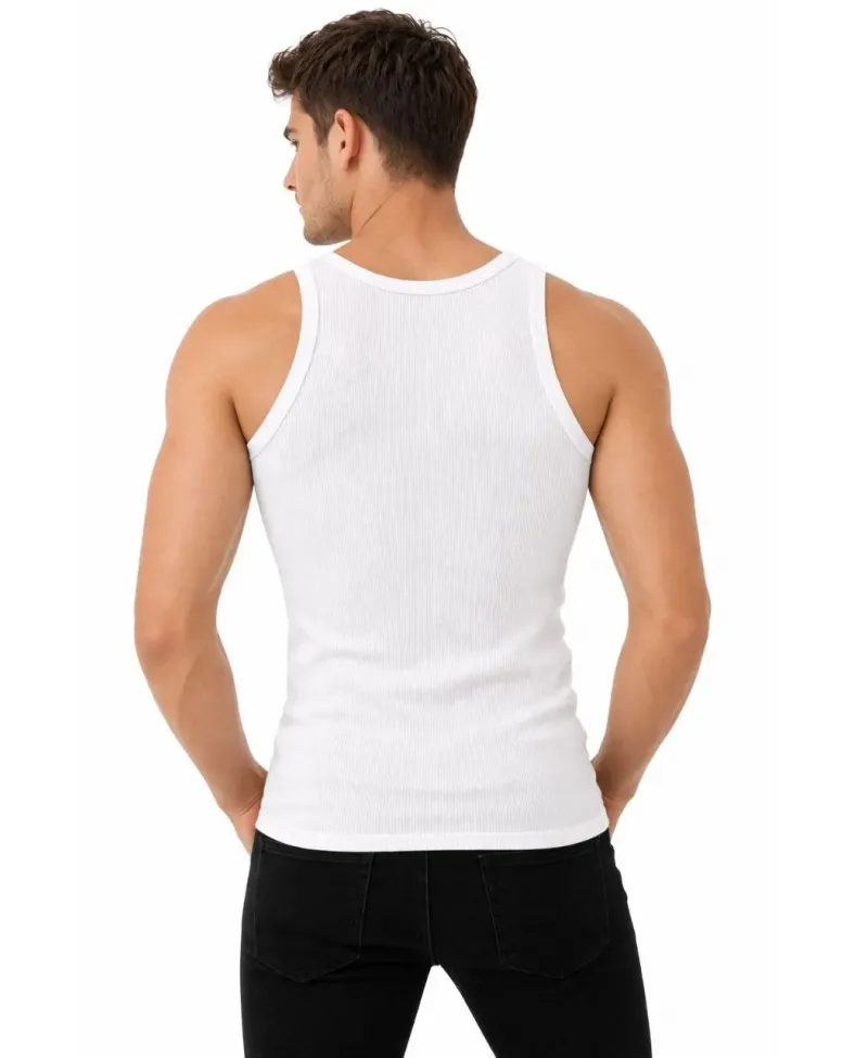 Erkek Fitilli Likralı Kaşkorse Atlet Vücuda Oturan Basic Şıklık - Beyaz