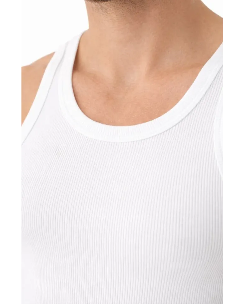 Erkek Fitilli Likralı Kaşkorse Atlet Vücuda Oturan Basic Şıklık - Beyaz