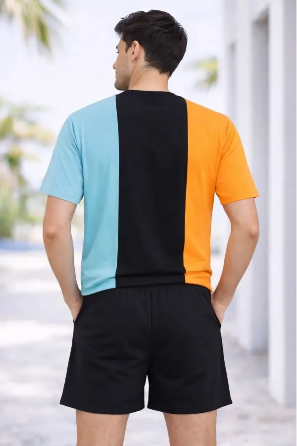 Erkek Nakışlı Tişört Şort İkili Takım Oversize Yazlık Kombin - Çok Renkli