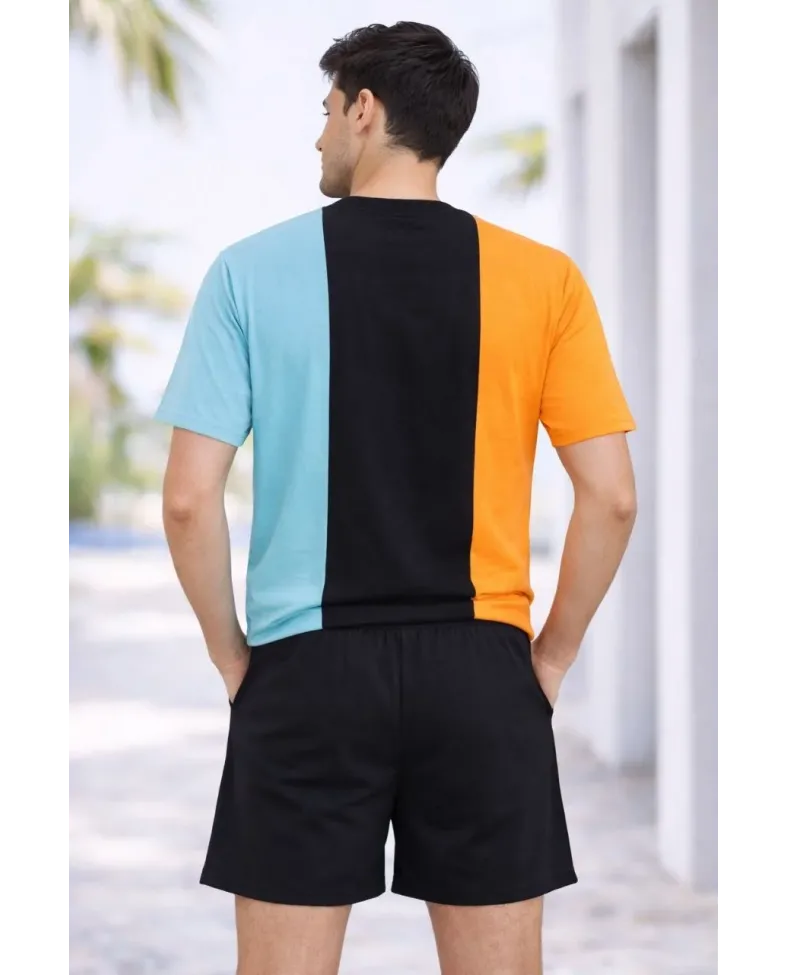 Erkek Nakışlı Tişört Şort İkili Takım Oversize Yazlık Kombin - Çok Renkli