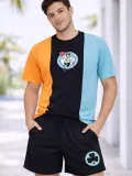 Erkek Nakışlı Tişört Şort İkili Takım Oversize Yazlık Kombin - Çok Renkli