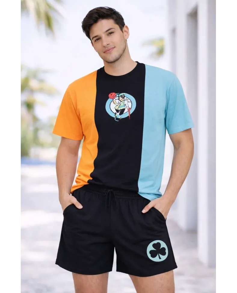 Erkek Nakışlı Tişört Şort İkili Takım Oversize Yazlık Kombin - Çok Renkli