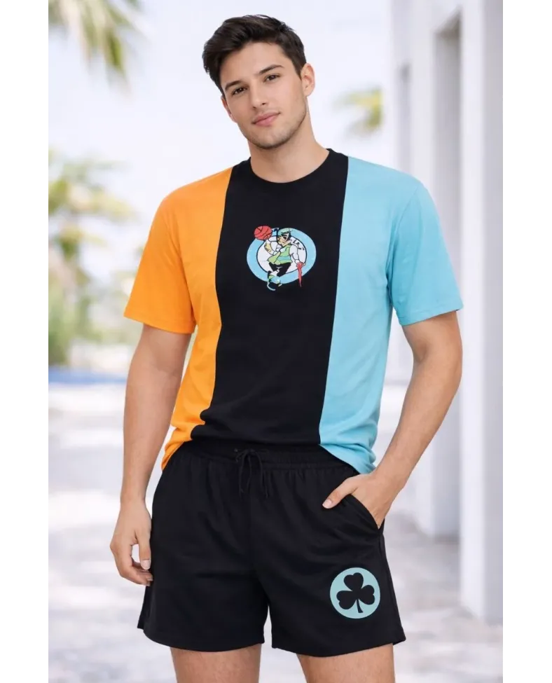Erkek Nakışlı Tişört Şort İkili Takım Oversize Yazlık Kombin - Çok Renkli