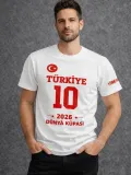 Erkek TÜRKİYE Baskılı Tişört 2026 Dünya Kupası Taraftar Forma T-Shirt - Beyaz