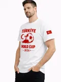 Erkek Türkiye World Cup 2026 Baskılı Tişört Futbol Temalı Forma T-Shirt - Beyaz