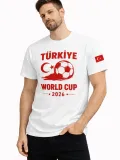 Erkek Türkiye World Cup 2026 Baskılı Tişört Futbol Temalı Forma T-Shirt - Beyaz